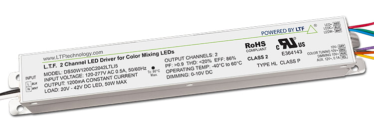 DS50W1200C2042LTLI5-0060 50W 1200mA Constant Current Light Tune Series 2 Channel LED Driver